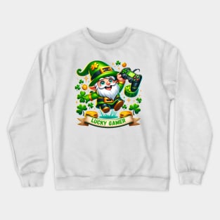 Lucky Gamer Gnome - St. Patrick's Day Crewneck Sweatshirt